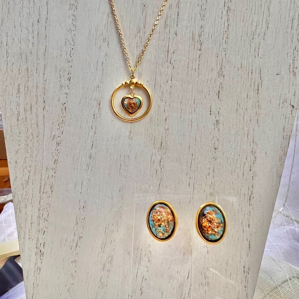 Vintage Rainbowflake Necklace and Earring Set, Made in Alaska Jewelry Souvenir